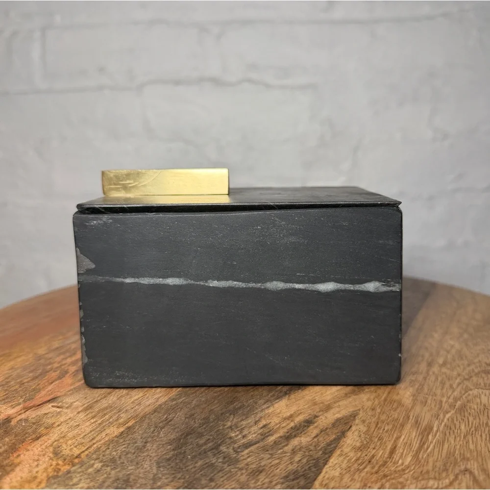 West Elm Black Mabel and Gold Accent Decorative Vanity Box